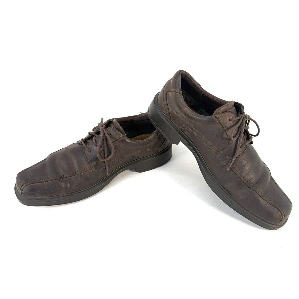 Mens Ecco Brown Leather Berlin Apron Toe Oxford Loafers Shoes Size EU 44 US 11